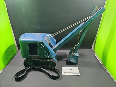 Vintage Structo Toy Excavating Steam Shovel Blue Pressed Steel Toy Crane Tracks - Image 1 of 4