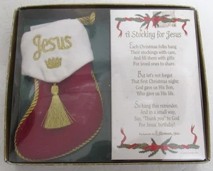 Vintage Red Christmas Stocking "A Stocking for Jesus" 2002 Roman Inc. NIB - Picture 1 of 7
