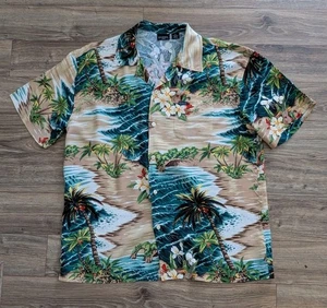 VTG 90s Guess Jeans Hawaiian Resort Aloha Shirt Mens SS Camp Collar Button Up XL - Picture 1 of 16