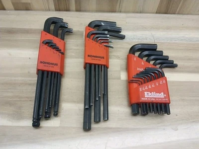 Bondhus 9pc Metric & Stubby Ball End & Eklind Short Hex Key Wrench Sets USA - Image 1 of 4