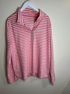 Vineyard Vines Women’s Coral And White Striped Heavyweight Shirt Size XL - Picture 1 of 5