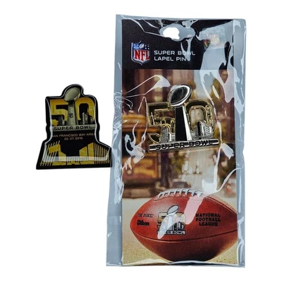 Lot of 2 Vintage Authentic NFL Super Bowl 50 Pins Peyton Manning Last Game - Image 1 of 4