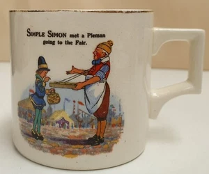 Empire Porcelain Co Simple Simon Met A Pieman Child's Mug c1940s Nursery Rhyme - Picture 1 of 6