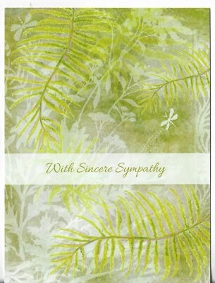 NEW LEANIN' TREE Sympathy Card apx 5.5x7 With Sincere Sympathy - Green Ferns - Image 1 of 3
