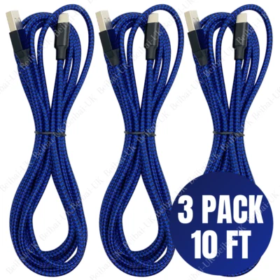 3 Pack USB Charger Cable 6/10Ft For iPhone 12 Pro Max 11 XR 8 Fast Charging Cord - Image 1 of 4