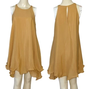 AGATHA LU ärmelloses asymmetrischer Saum senffarbenes Sommer Minikleid Gr. M - Bild 1 von 13