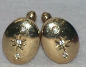 Vintage MID CENTURY GOLD TONE RHINESTONE OVAL CUFFLINKS - Picture 1 of 3