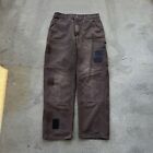 Vintage 90s Carhartt Double Knee Carpenter Pants Distressed Faded Brown 30x30