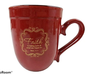Red  Faith Coffee Mug Hebrews 11:1 Christian Art Gifts - Picture 1 of 3