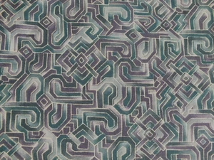 1.33 yd yard WOOD BLOCK Teal Blue cotton quilt fabric Hoffman Calif. Geometric - Picture 1 of 2