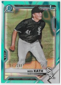 2021 1st Bowman Draft Chrome AQUA LAVA Refractor Wes Kath #/199 RC Rookie - Picture 1 of 2