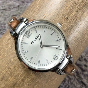 Fossil Georgia Women ES3060 Dress Leather Bund Strap Quartz Analog 32mm Watch 7" - Picture 1 of 13