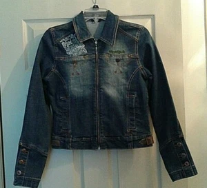 Southpole Junior/Misses Jeansjacke Gr. Medium Distressed mit Emblemen (T004K) - Bild 1 von 11