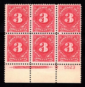 MOMEN US STAMPS #J63a PLATE BLOCK OF 6 MINT OG NH LOT #92718 - Picture 1 of 2