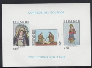 ECUADOR 18th Century Religious Statues MNH souvenir sheet - Picture 1 of 1