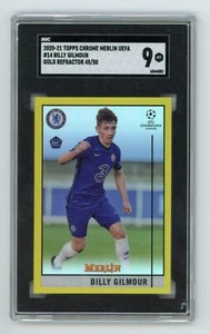 2020-21 Topps Chrome Merlin UEFA Billy Gilmour Gold Refractor RC #ed/50 SGC 9 - Picture 1 of 2