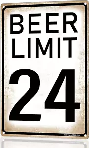 "Beer Limit 24" Funny Bar Sign or Man Cave Decor – Vintage Metal Signs | 12X8... - Picture 1 of 1