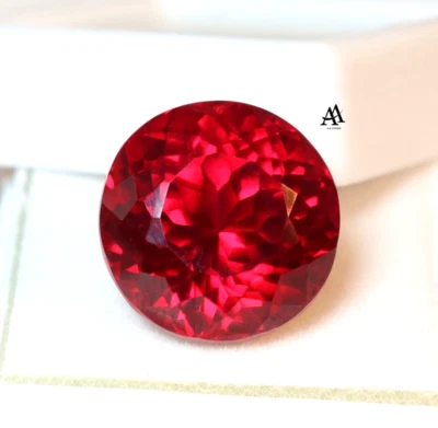 Certified Flawless 20.70 Ct Natural Burmese Red Ruby Round Cut Loose Gemstone - Image 1 of 4