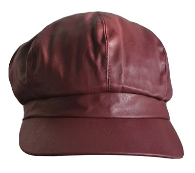 Casquette Gavroche Simili cuir  Taille unique  couleur   bordeau  - Photo 1/4