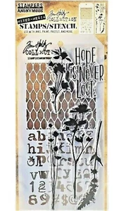 Juego de estampillas transparentes de flores y malla y plantillas tipográficas de Tim Holtz ¡NUEVO! - Imagen 1 de 2