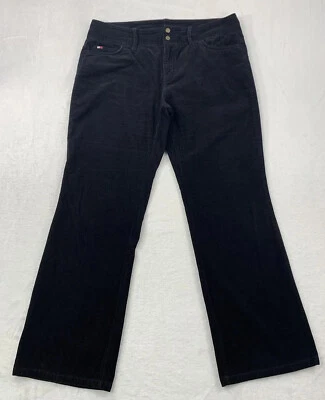 Y2K Tommy Hilfiger Corduroy Pants Women’s 14 Flare Leg High rise Bootcut Black - Image 1 of 4