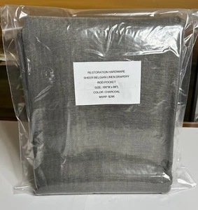 Restoration Hardware Sheer Belgian Linen Drapery RP 100"W x 84"L Charcoal $295 - Picture 1 of 8