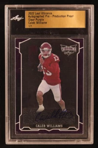 Caleb Williams 2022 Leaf Vibrance Autographs Clear Purple Pre-Production 1/1 - Picture 1 of 2