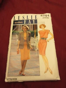 Butterick Leslie Fay sewing pattern #4701 dress jacket EASY 14-16-18 uncut - Picture 1 of 2
