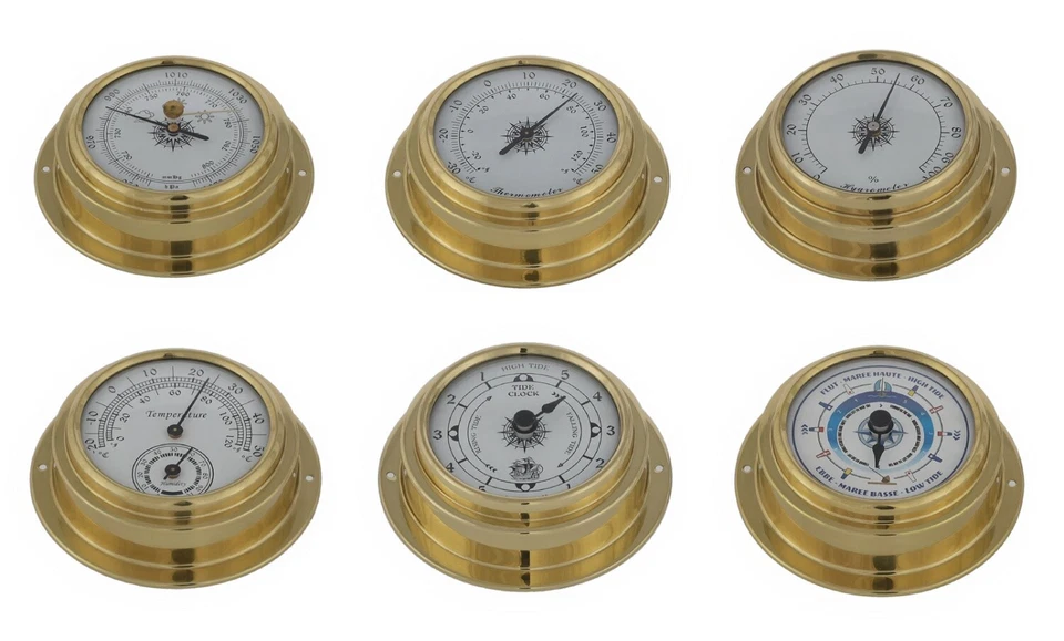 Messinstrumente klassisch Messing Boot Barometer Hygrometer Thermometer Tidenuhr - Bild 1 von 1