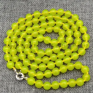 AA+ Fashion 8mm green peridot round natural gemstone beads necklace long 36'' - Picture 1 of 5