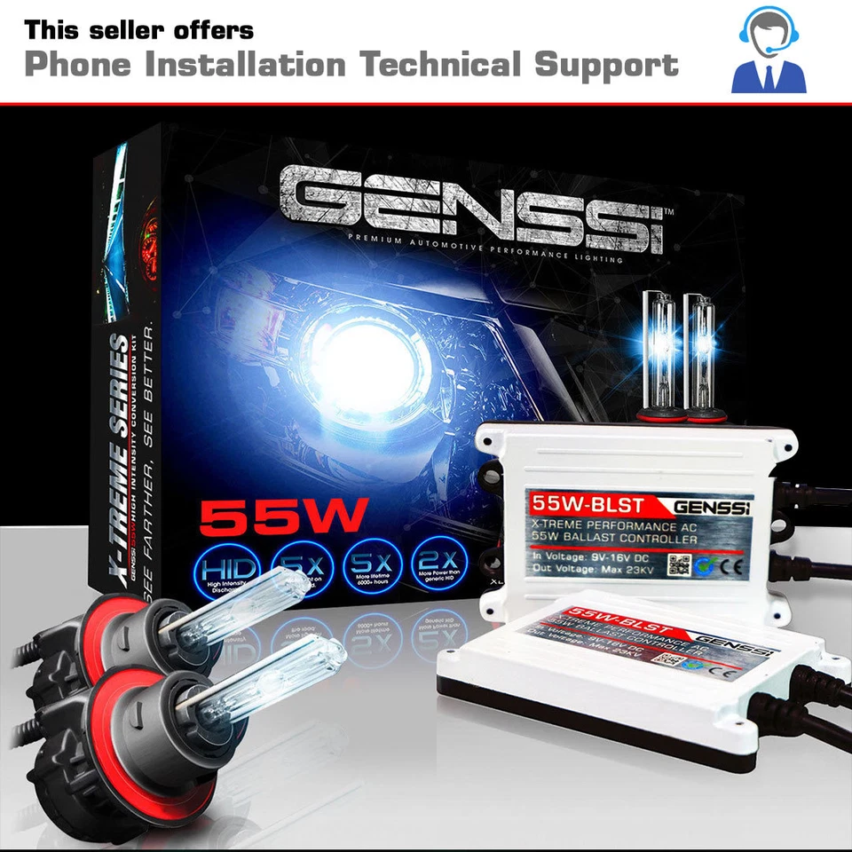 AC 55W HID Kit 9007 HB5 Bi-Xenon 5000K Bright OEM White Beam Conversion Light - Image 1 of 4