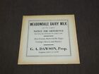 Vintage 9 1/4" Cardboard Sign 2 Sided Meadowdale Dairy Milk O'connor Ice Coal