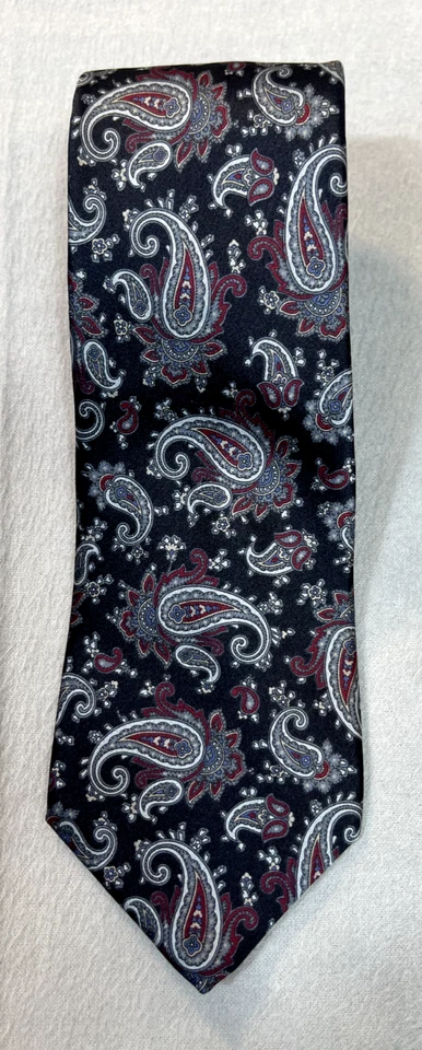 Corbata Andre Gianni Negra Gris Roja Cachemira 100% Seda Acabada a Mano EE. UU. 3.5" 58" Foto 1 de 4