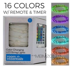 Room Essentials String Lights w/ Remote Color Changing LED Timer Fairy USB RGB - Picture 1 of 13