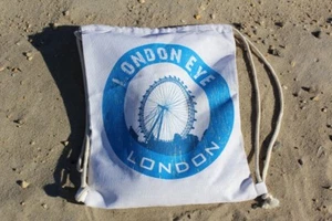 Mochilas con cordón de algodón de 14x18 pulgadas con logotipo de LONDON EYE - Paquete de 1 cuenta - Imagen 1 de 5