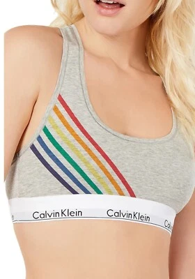 Calvin Klein Pride Edit Bralette soft cotton Rainbow Stripe Unlined Bra sz S - Image 1 of 2