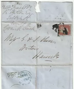 1850 GREEN TOO LATE SELKIRK WRAPPER TO G & J OLIVER AT HAWICK - ROXBURGHSHIRE - Foto 1 di 2