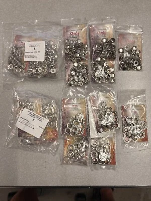 11 Pks Grommets #0 1/4" Brass/Nickel + 12 Pks Segma Snaps 11291-02 (10 Per Pack) - Image 1 of 4