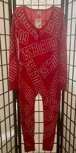 NWT VICTORIA'S SECRET PINK LARGE OHIO STATE LONG JANE ONE PIECE BODYSUIT PAJAMAS - Picture 1 of 5