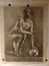 Vintage Pencil Drawing of an African American Basketball player