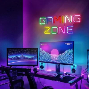 GAMING ZONE Neon Sign LED Neon Light Sign USB Power LED Neon Signs GOOD QUALITY - Picture 1 of 9
