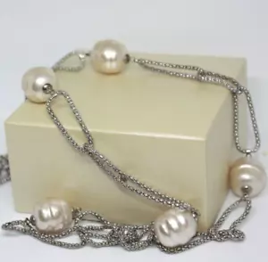 NATÜRLICHE 18-20 MM BAROCKPERLEN HALSKETTE 36"" STERLINGSILBER 925 RHODIUM DAMEN - Bild 1 von 9