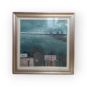 QUADRO PAESAGGIO FIRMATO PROSPERO RIVA COLORE OLIO SU MASONITE - Imagen 1 de 7