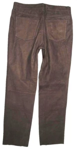 " henson & " Leather Jeans/Nubuk- Pants Dark Braun Approx. W35 "/ L35 " - Picture 1 of 4