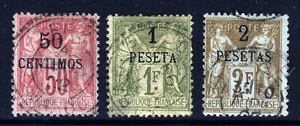 FRENCH P.O.s IN MOROCCO 1891 Spanish Currency Surcharges SG 8 to SG 11 VFU  - Picture 1 of 2