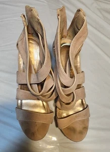 Ladies Rouge Helium Beige Platform Wedge Shoes Size 8 - Picture 1 of 7