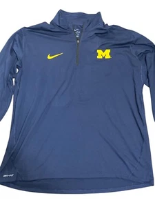 Pullover Nike University of Michigan Wolverines 1/4 cremallera para hombre XXL azul elástico - Imagen 1 de 4