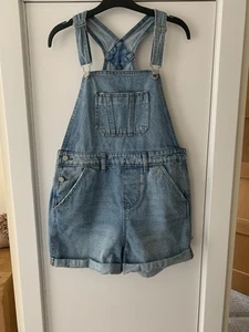 Ladies Denim Dungaree Shorts 10 - Picture 1 of 7