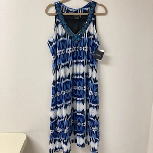 Rafaella Tie Dye Dress W/Beads—NWT-1X Hippy Concert Beach Vacation Cruise - Picture 1 of 9