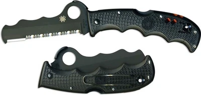 SPYDERCO ASSIST RESCUE FOLDER KNIFE BLACK FRN BLACK VG10 SS CARBIDE TIP C79PSBBK - Image 1 of 4